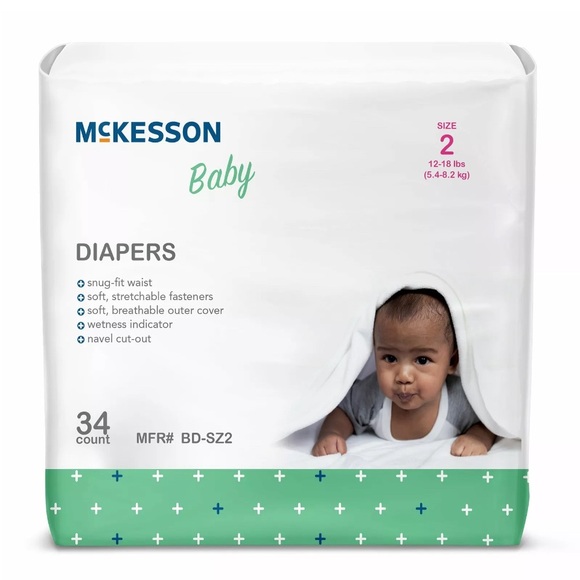McKesson Baby Baby Diaper Size 2 12 to 18 lbs. 34 Ct Lot Of 2 - Picture 7 of 10